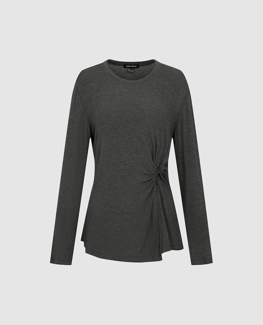 URBAN REVIVO - Áo kiểu nữ cổ tròn tay dài xoắn eo