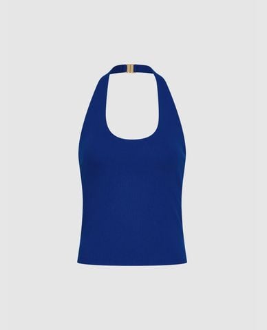  URBAN REVIVO - Áo kiểu nữ cổ yếm hở lưng phom ôm 