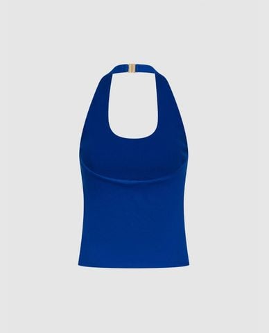  URBAN REVIVO - Áo kiểu nữ cổ yếm hở lưng phom ôm 