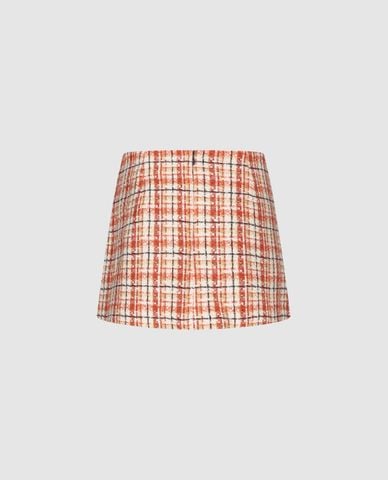  URBAN REVIVO - Chân váy chữ A mini họa tiết caro 