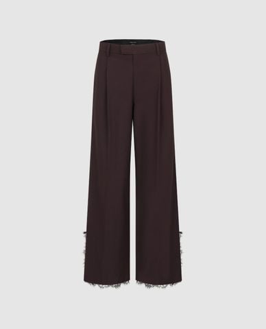  URBAN REVIVO - Quần nữ ống rộng xếp li viền ren 