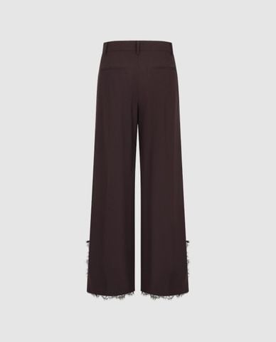  URBAN REVIVO - Quần nữ ống rộng xếp li viền ren 