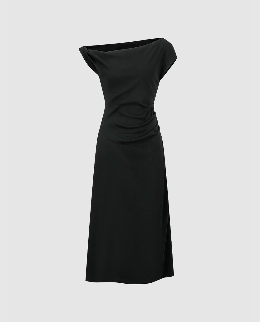 URBAN REVIVO - Đầm trễ vai midi xếp nếp phom ôm