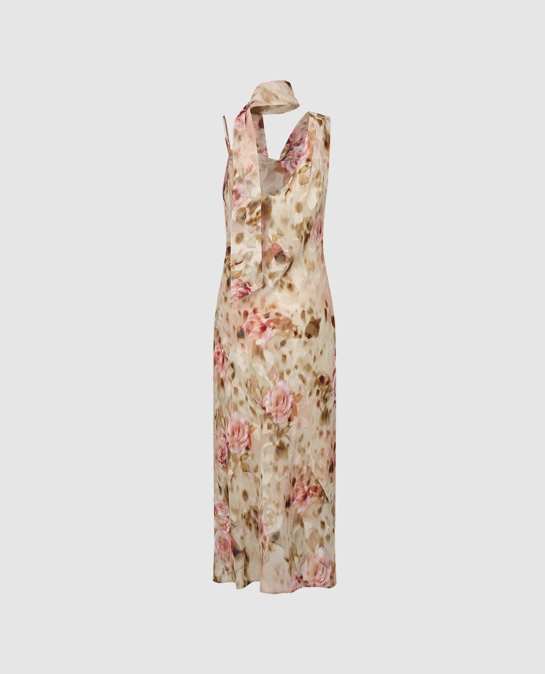 URBAN REVIVO - Đầm sát nách maxi phối khăn choàng cổ