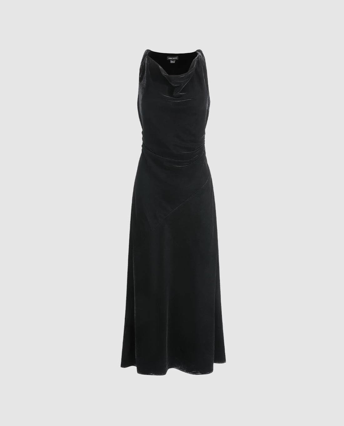 URBAN REVIVO - Đầm sát nách midi cổ đổ xếp nếp