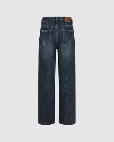  URBAN REVIVO - Quần jeans nữ ống rộng wash bạc 