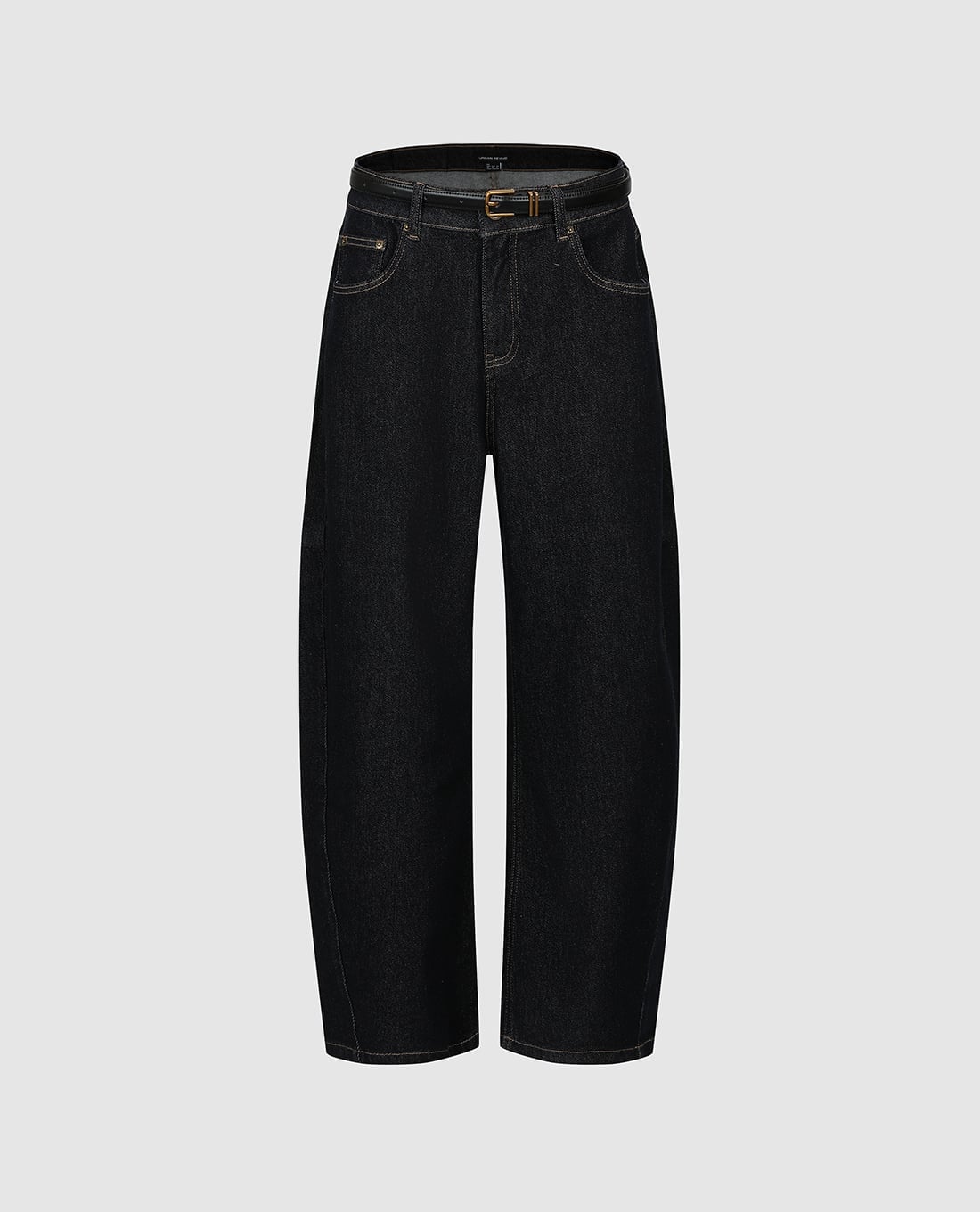 URBAN REVIVO - Quần jeans nữ ống rộng phối thắt lưng