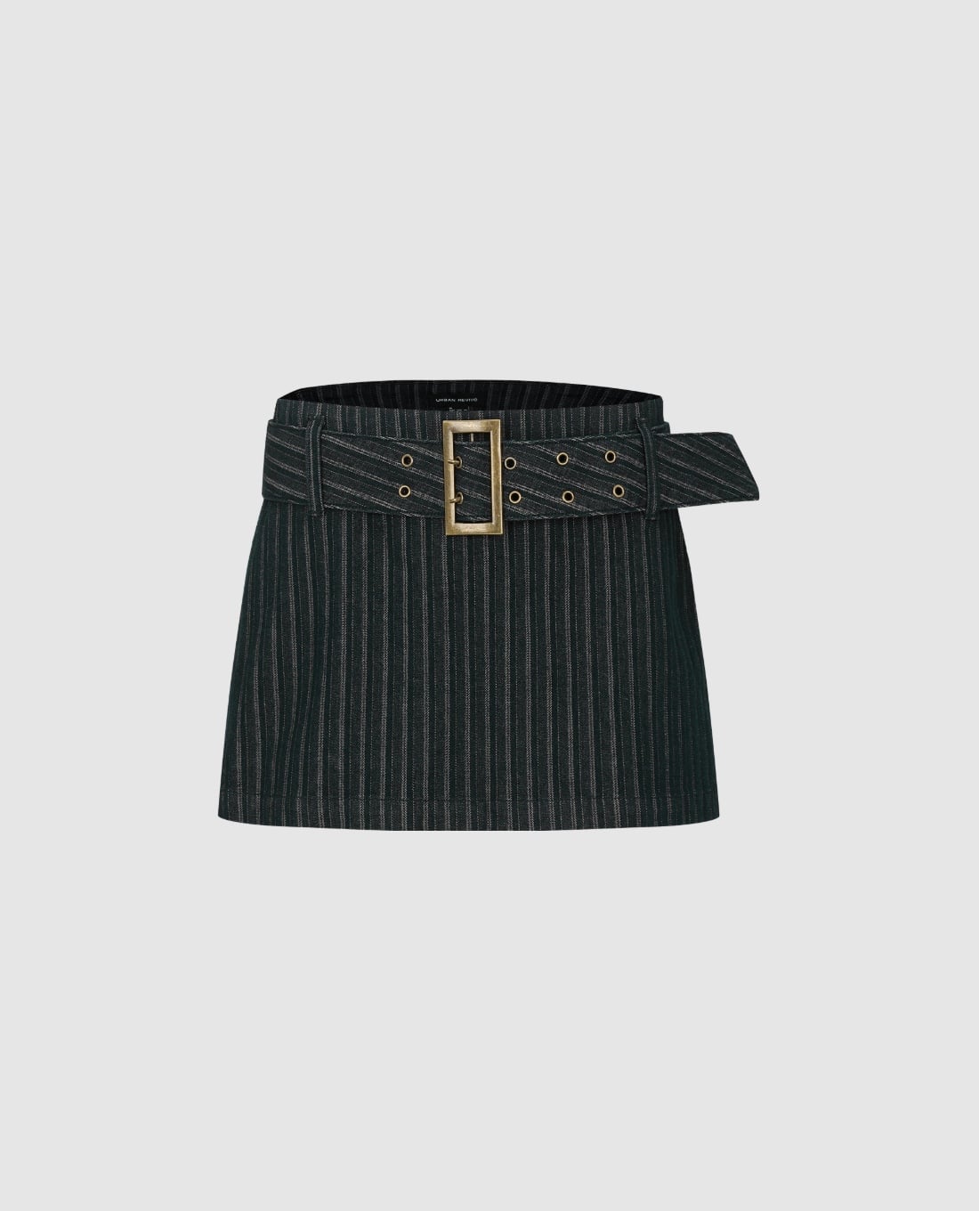 URBAN REVIVO - Chân váy denim mini kẻ sọc kèm thắt lưng