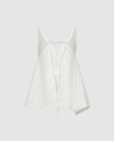  URBAN REVIVO - Áo hai dây nữ dáng xòe bất đối xứng 