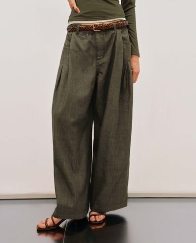  URBAN REVIVO - Quần nữ ống rộng kèm thắt lưng 
