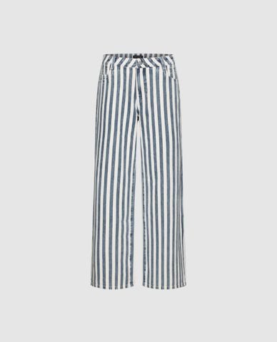  URBAN REVIVO - Quần jeans nữ ống rộng sọc dọc 