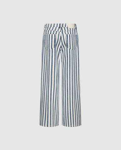  URBAN REVIVO - Quần jeans nữ ống rộng sọc dọc 