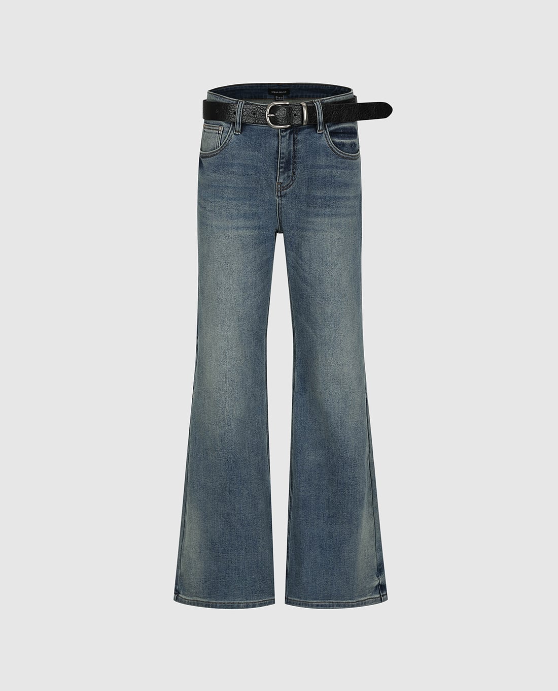 URBAN REVIVO - Quần jeans nữ ống loe kèm thắt lưng