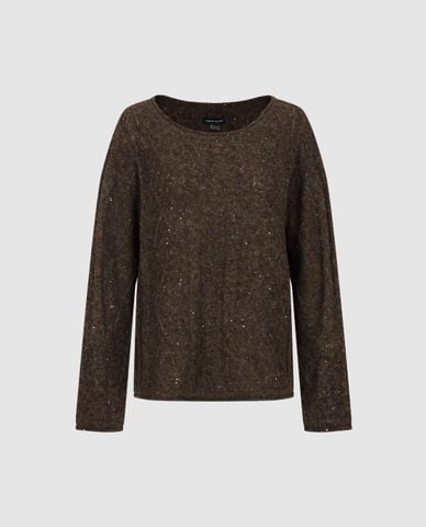  URBAN REVIVO - Áo dệt kim nữ tay dài đính sequin 