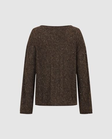  URBAN REVIVO - Áo dệt kim nữ tay dài đính sequin 