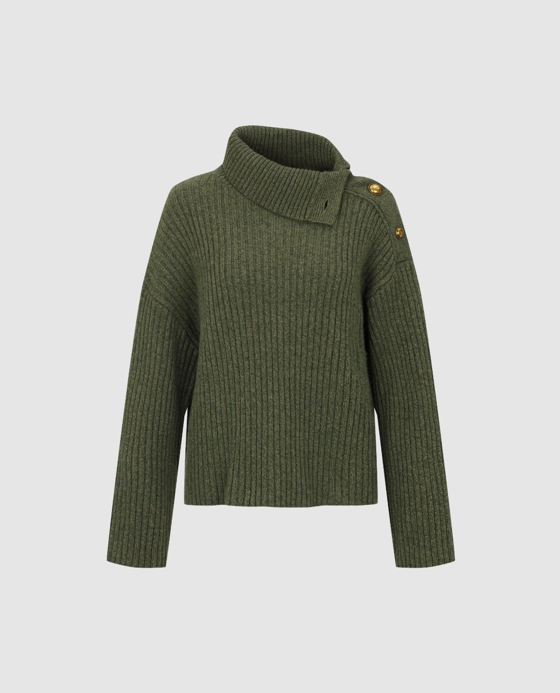 URBAN REVIVO - Áo sweater nữ cổ cao tay dài phối nút