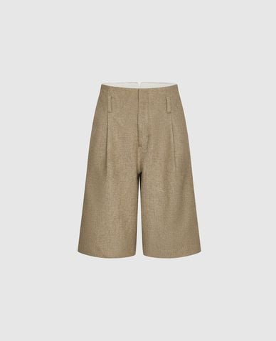  URBAN REVIVO - Quần short nữ ngang gối xếp li 