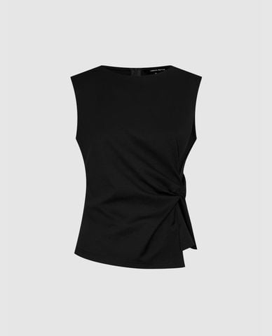  URBAN REVIVO - Áo sát nách nữ cổ tròn phom ôm xoắn eo 