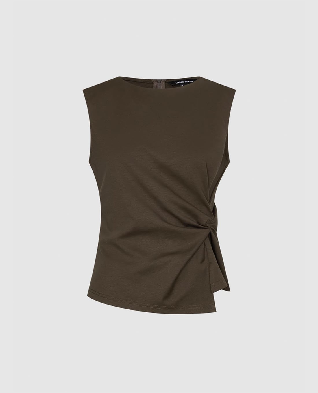 URBAN REVIVO - Áo sát nách nữ cổ tròn phom ôm xoắn eo