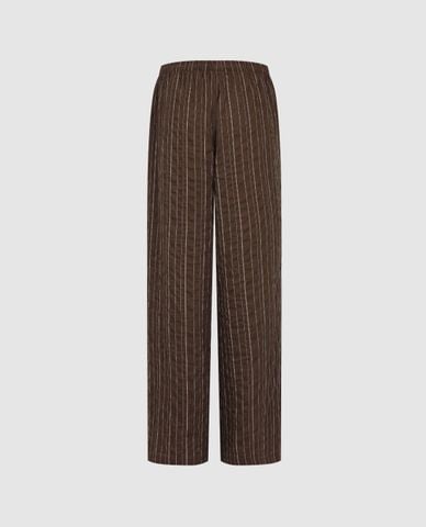  URBAN REVIVO - Quần nữ ống rộng phối dây rút kẻ sọc 