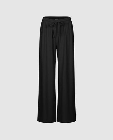  URBAN REVIVO - Quần nữ ống rộng lưng thun dây rút 