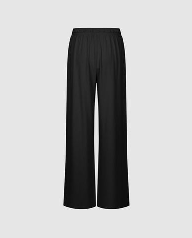  URBAN REVIVO - Quần nữ ống rộng lưng thun dây rút 