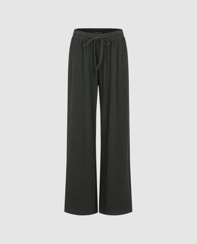  URBAN REVIVO - Quần nữ ống rộng lưng thun dây rút 