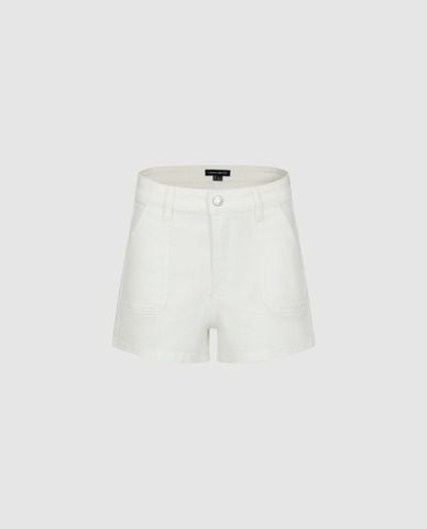  URBAN REVIVO - Quần short jeans nữ lưng cao phối túi 