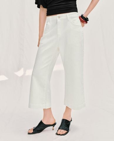  URBAN REVIVO - Quần jeans nữ ống rộng dáng lửng 