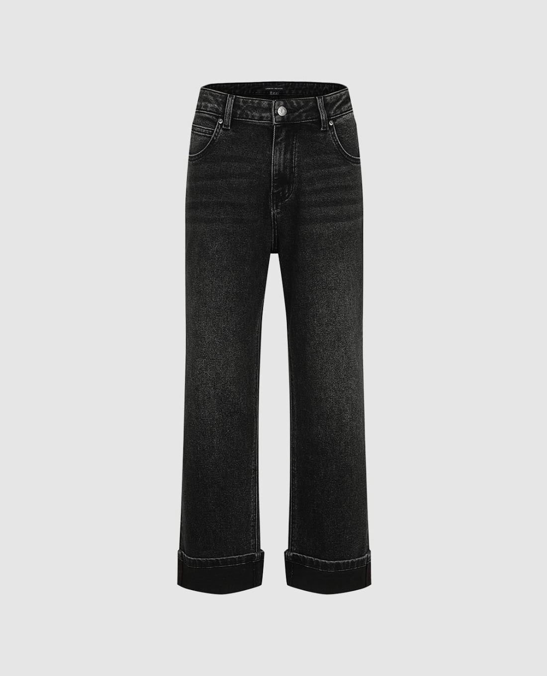 URBAN REVIVO - Quần jeans nữ ống đứng xắn gấu