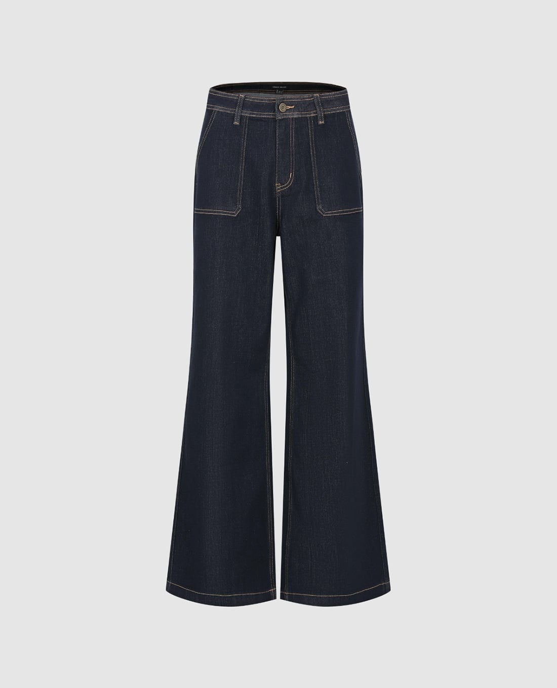 URBAN REVIVO - Quần jeans nữ ống loe viền chỉ phối túi