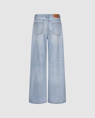  URBAN REVIVO - Quần jeans nữ ống rộng wash bạc 