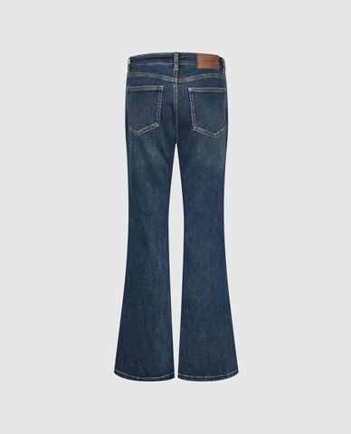  URBAN REVIVO - Quần jeans nữ ống loe wash bạc 