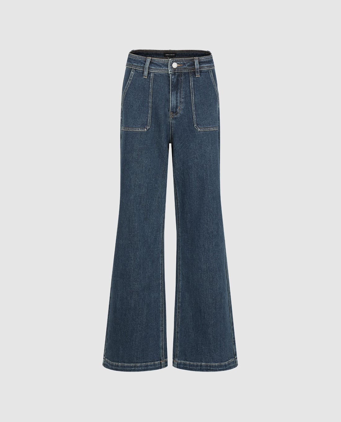 URBAN REVIVO - Quần jeans nữ ống loe wash bạc