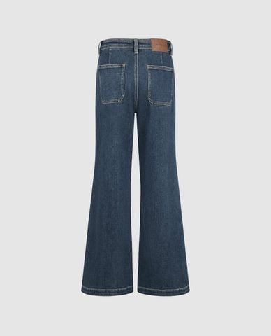  URBAN REVIVO - Quần jeans nữ ống loe wash bạc 