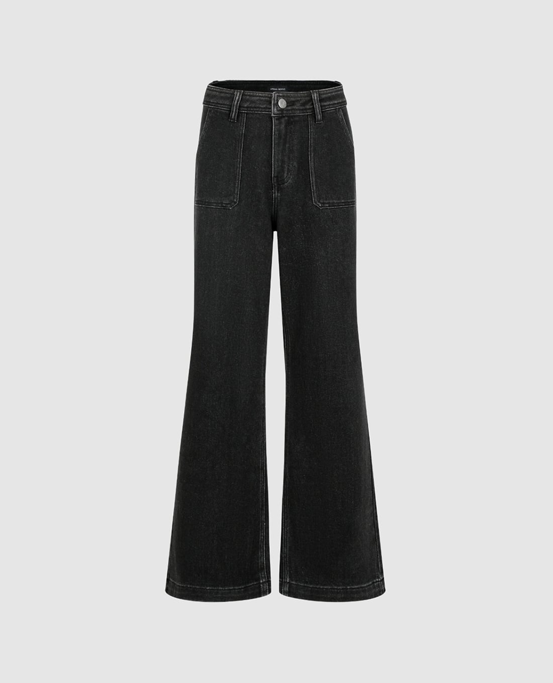 URBAN REVIVO - Quần jeans nữ ống loe viền chỉ phối túi