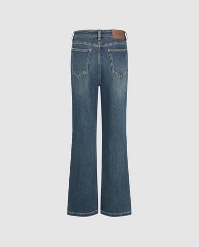  URBAN REVIVO - Quần jeans nữ ống loe wash bạc 