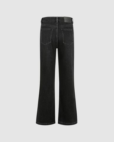  URBAN REVIVO - Quần jeans nữ ống loe wash bạc 