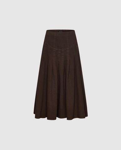  URBAN REVIVO - Chân váy denim midi dáng chữ A 