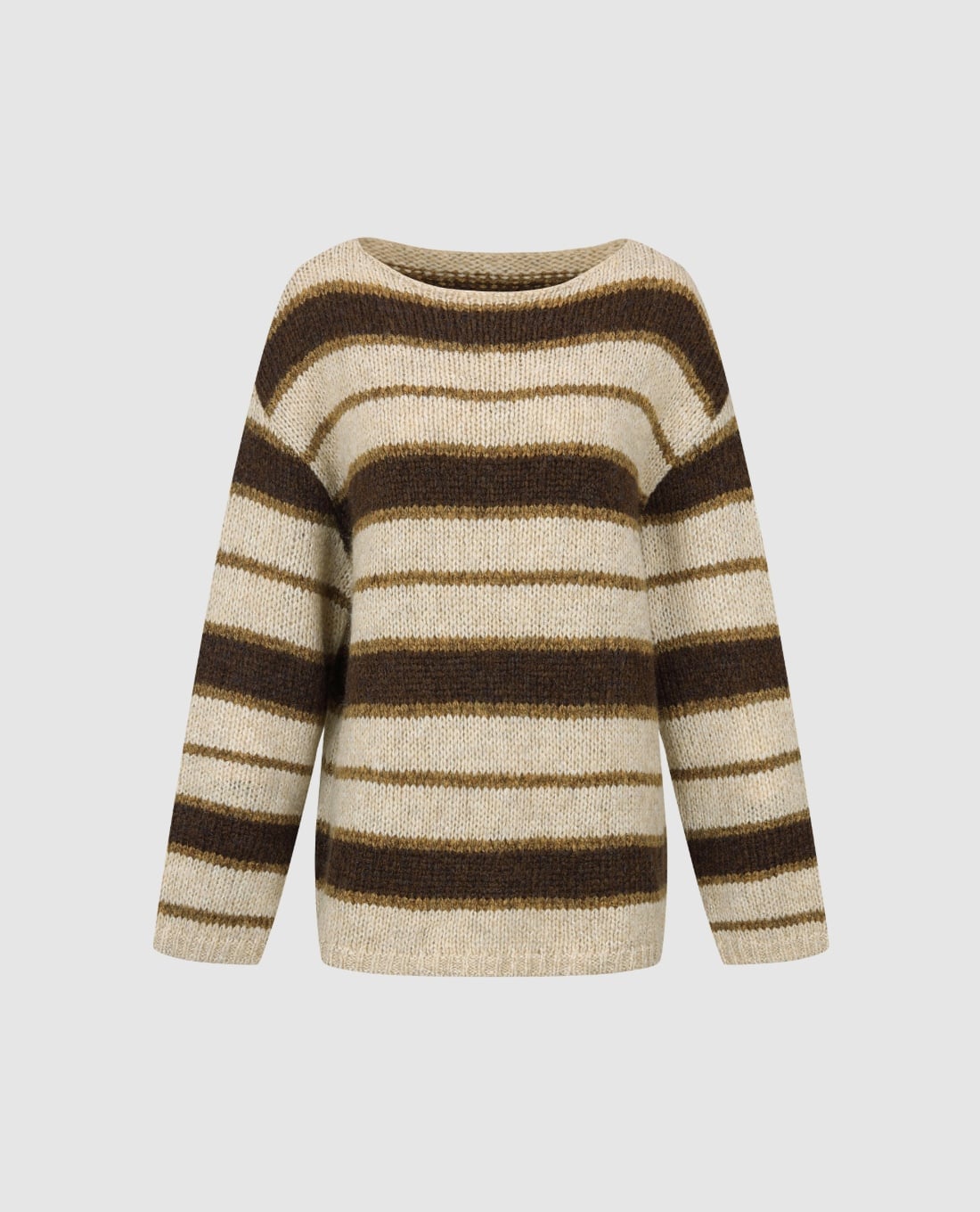 URBAN REVIVO - Áo sweater nữ cổ thuyền tay dài kẻ sọc