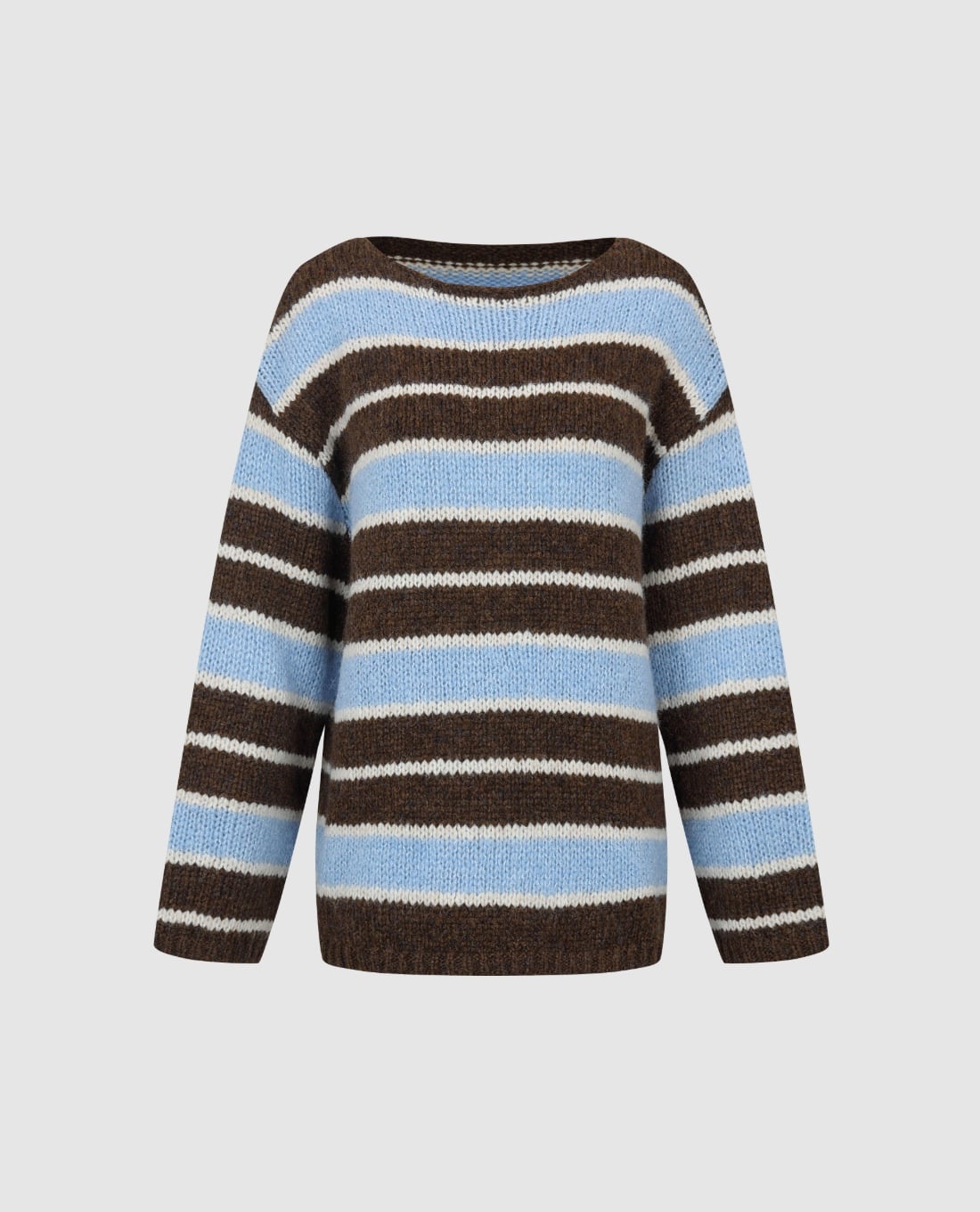 URBAN REVIVO - Áo sweater nữ cổ thuyền tay dài kẻ sọc