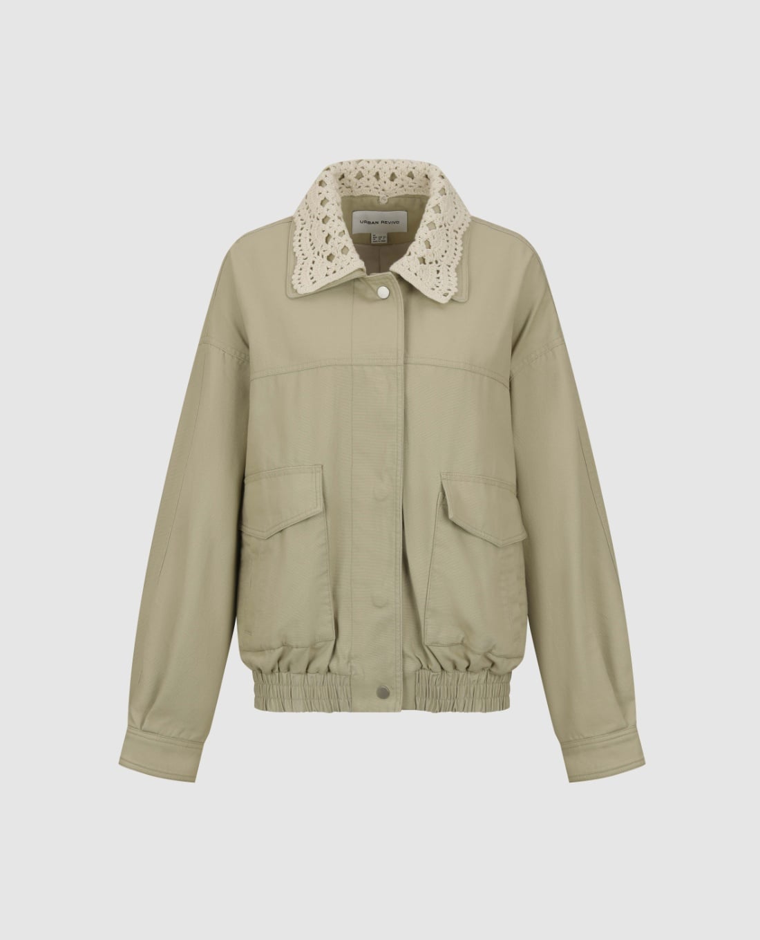 URBAN REVIVO - Áo khoác bomber nữ tay dài cổ ren