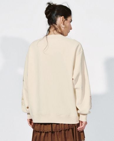  URBAN REVIVO - Áo sweatshirt nữ cổ tròn tay dài thêu họa tiết 