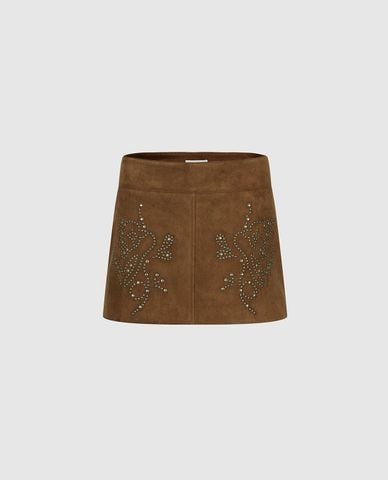  URBAN REVIVO - Chân váy chữ A mini đính đinh tán 