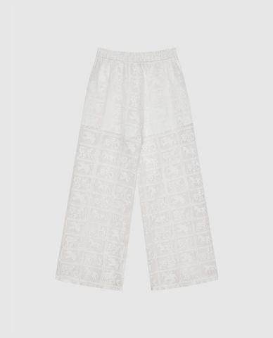  URBAN REVIVO - Quần nữ ống rộng lưng thun họa tiết dệt nổi 