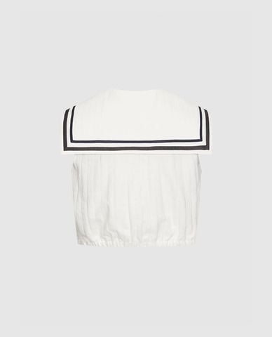  URBAN REVIVO - Áo sát nách nữ cổ thủy thủ phom croptop 