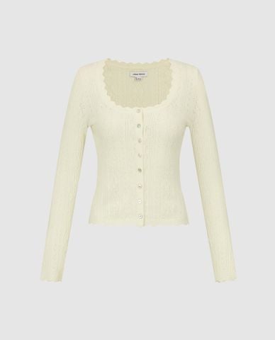  URBAN REVIVO - Áo khoác cardigan nữ tay dài cài nút 