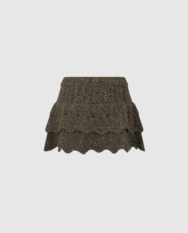  URBAN REVIVO - Chân váy chữ A mini xếp tầng bèo 