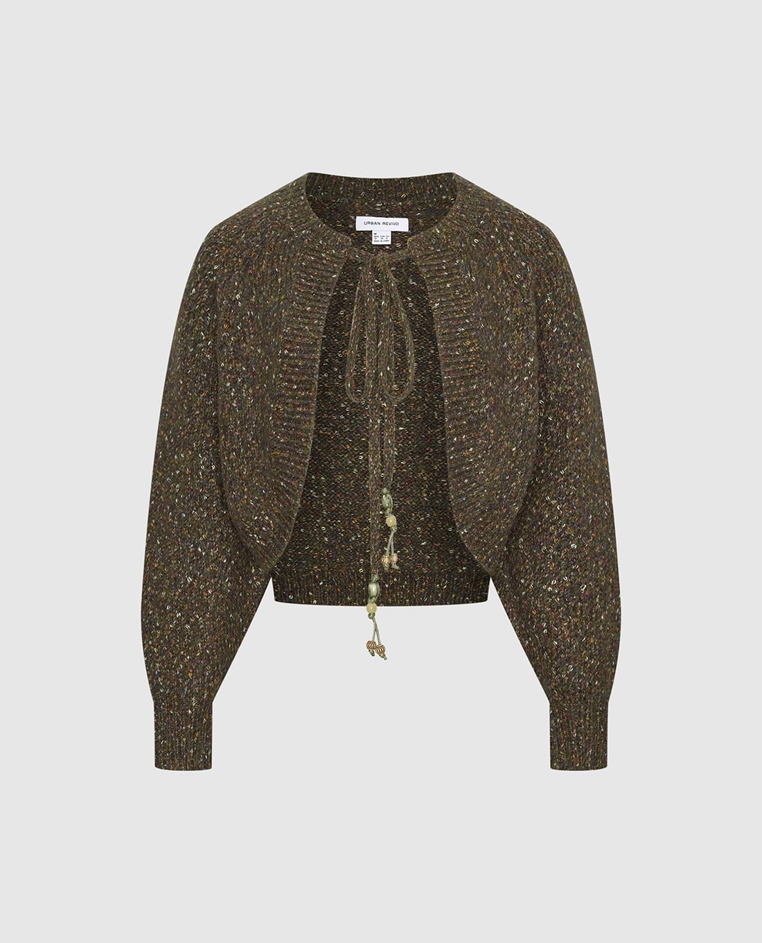 URBAN REVIVO - Áo khoác cardigan nữ buộc dây đính hạt