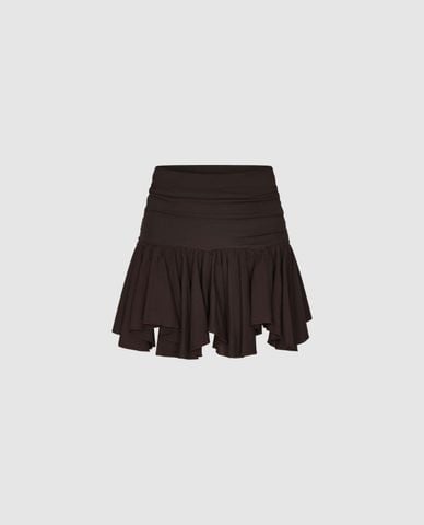  URBAN REVIVO - Chân váy mini nhún bèo bất đối xứng 